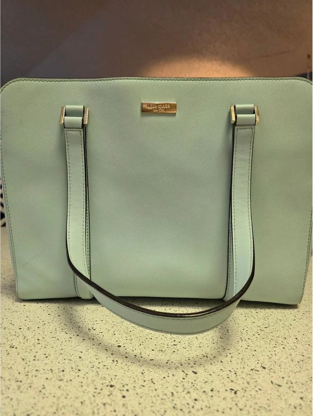 Kate Spade New York Mint Green Saffiano Leather Tote Bag